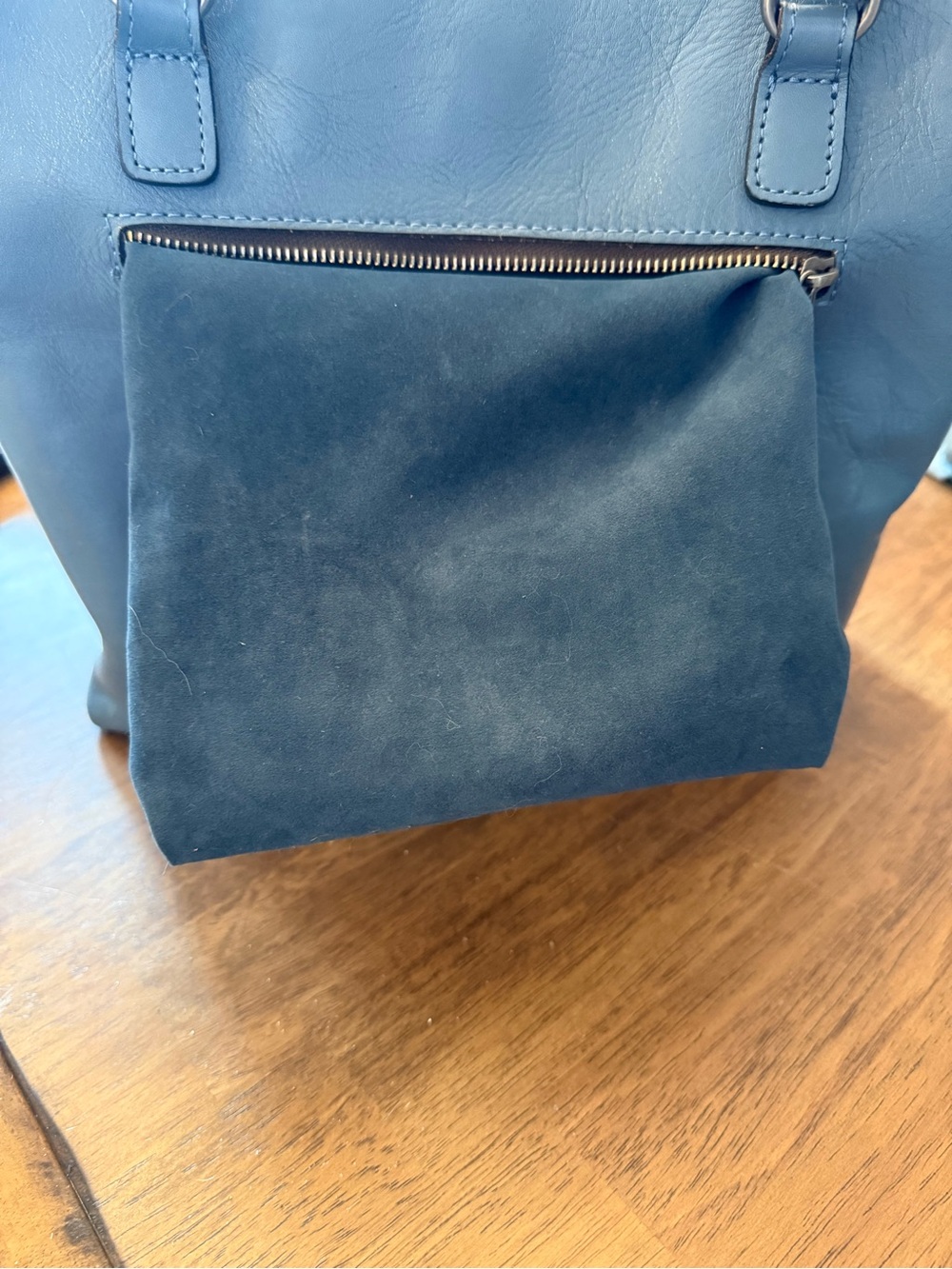 PATRICIA NASH “ADELINE” SAFFLOWER BLUE LEATHER CUT-OUT TOOLED EMBOSSED TOTE - Picture 10 of 16